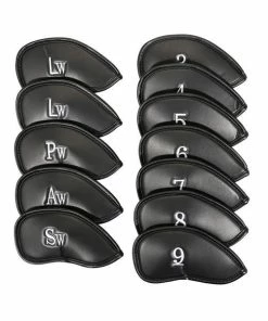 GolfBasic Iron Head Covers (12pcs Set) - Black