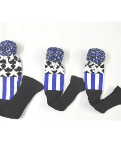 GolfBasic Knitted Head Covers (Set Of 3 Pcs) Black/Blue