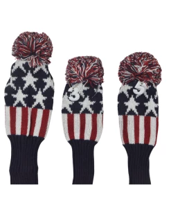 GolfBasic Knitted Head Covers (Set Of 3 Pcs) Navy/Red