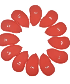 GolfBasic Iron Head Covers (12pcs Set) - Red
