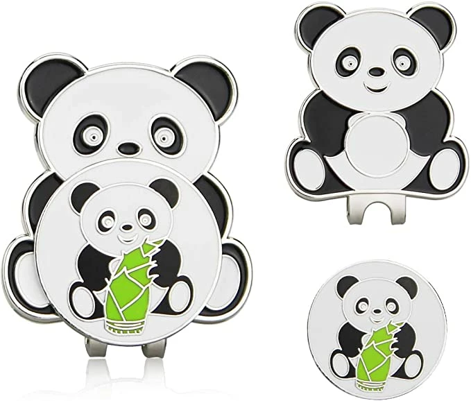 GolfBasic Panda Magnetic Cap Clip & Panda Ball Marker