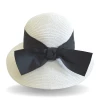 GolfBasic Ladies White Bucket Hat With Black Bow
