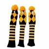 GolfBasic Knitted Head Covers (Set Of 3 Pcs) Gold/Black
