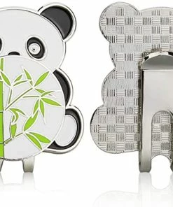 GolfBasic Panda Magnetic Cap Clip & Bamboo Plant Ball Marker