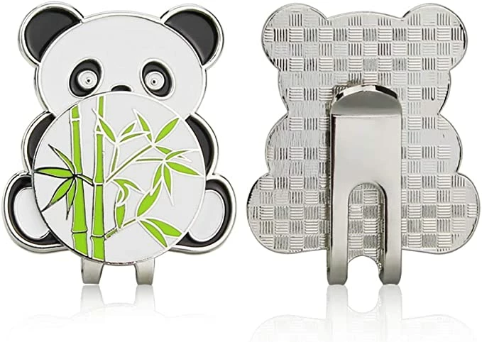 GolfBasic Panda Magnetic Cap Clip & Bamboo Plant Ball Marker