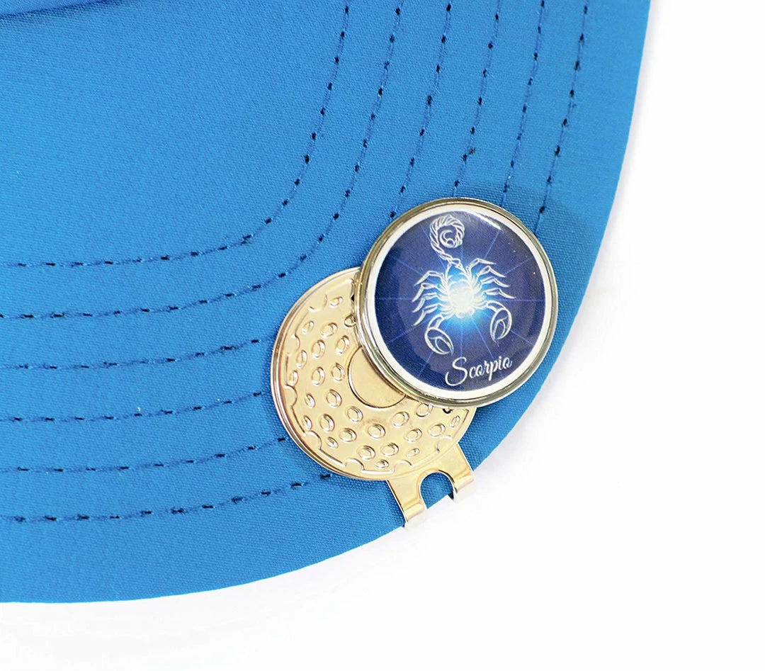 GolfBasic & Zodiac Sign Magnetic Cap Clip & Ball Marker (Pack Of 1 Clip & 2 Markers)