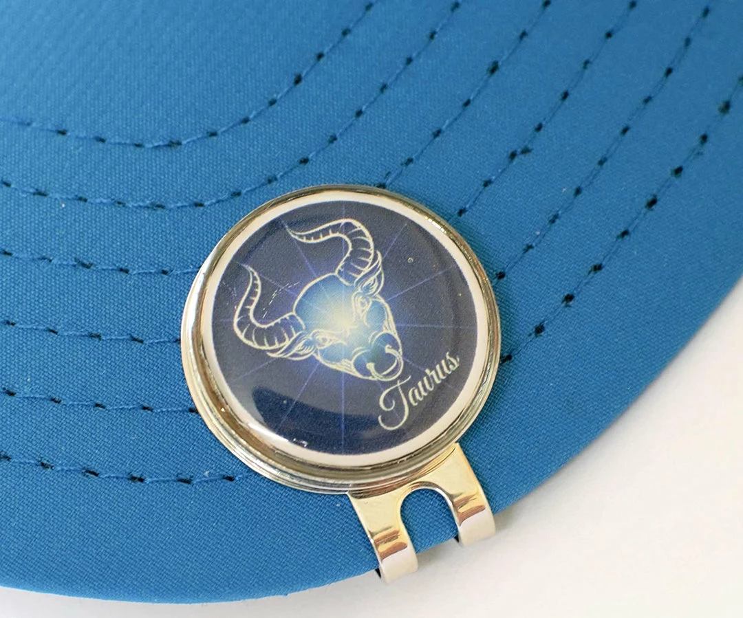 GolfBasic & Zodiac Sign Magnetic Cap Clip & Ball Marker (Pack Of 1 Clip & 2 Markers)